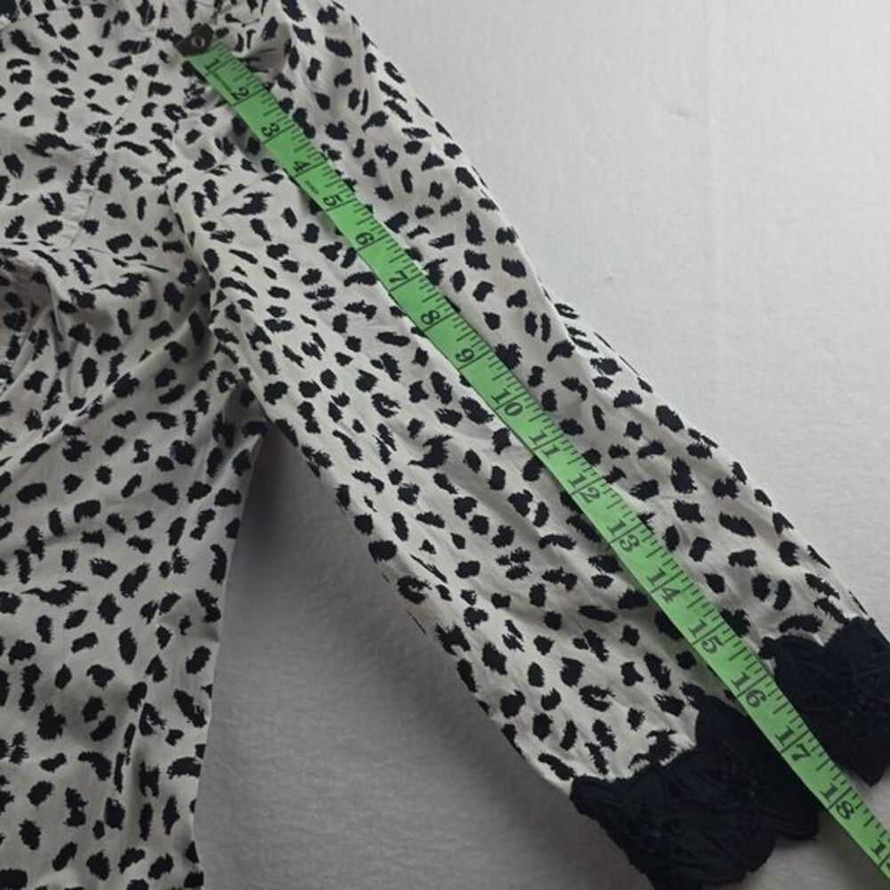 Rebecca Taylor La Voe Jaguar Print Dress in Sand White Black Eyelet Size Small - Picture 15 of 15